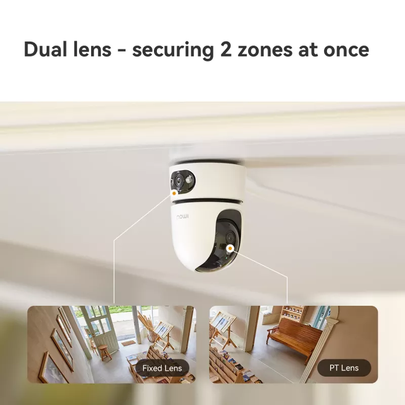 Cámara de vigilancia IP IMOU Ranger Dual Pro 6MP — interior, sobremesa, 2304×1296, 3,6mm, zoom digital 8×, ángulo de visión 91°×47°