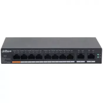 Switch Gigabit PoE gestionado L2 DAHUA CS4010-8GT-60 — 10x Gigabit (10/100/1000), 20 Gbit/s, 8000 MAC, montaje en sobremesa/pared, negro