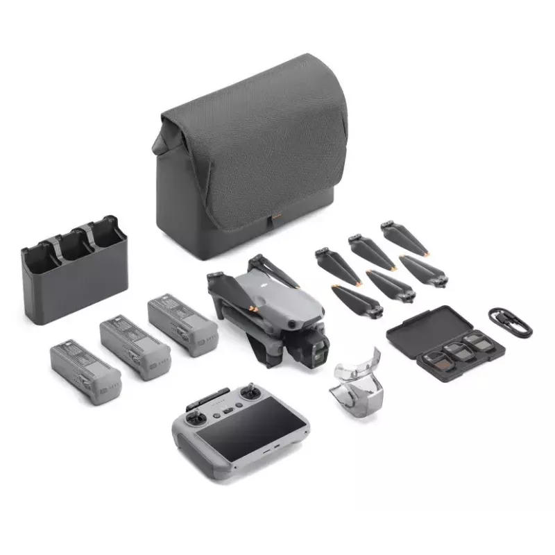 Quadcopter DJI Air 3s Fly More Combo — Cámara de 50-MP, 4K 3840×2160, 27 m/s, Alcance 32.000 m, Batería de 4276 mAh, gris