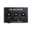 Interfaz de audio M-Audio M-Track Solo — USB 16 bits/48 kHz, 1 entrada/1 salida, conector combinado XLR/TRS y entrada de instrumento, alimentación fantasma de 48 V, salida de auriculares