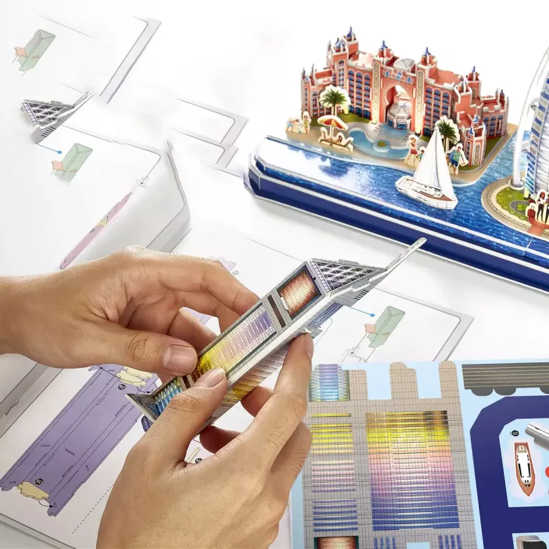 Puzle 3D CubicFun City Line Dubai LED, 182 piezas, 532×48 mm, a partir de 10 años