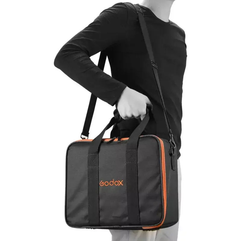 Bolsa para cámara Godox CB-12 para AD600Pro, franela/Nylon, negro y naranja, con correa de hombro