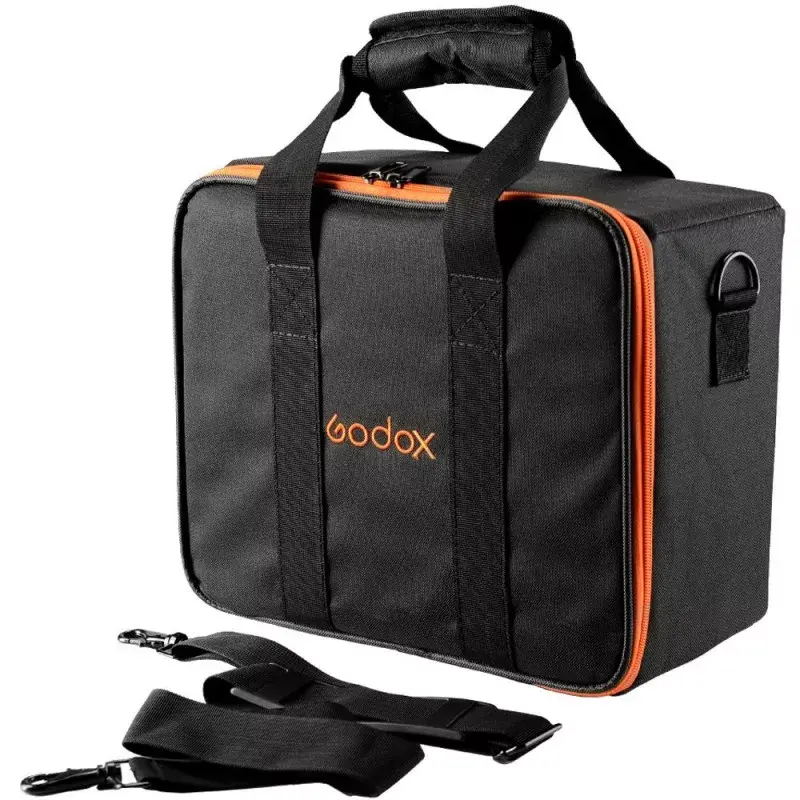 Bolsa para cámara Godox CB-12 para AD600Pro, franela/Nylon, negro y naranja, con correa de hombro