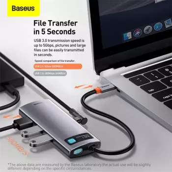 Baseus Metal Gleam USB 3.2 Gen 1 Type-C gris 100 W Power Delivery 4K Ultra HD