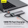 Baseus Metal Gleam USB 3.2 Gen 1 Type-C gris 100 W Power Delivery 4K Ultra HD