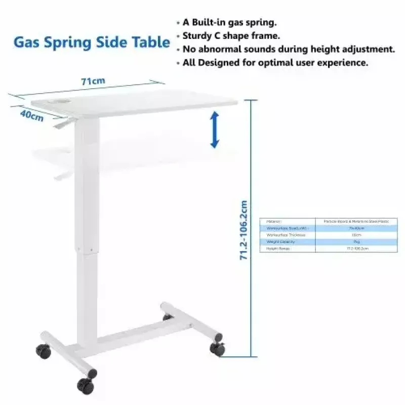 Mesa de altura regulable up up W-1-20TMF — Blanca, mesa de trabajo de altura regulable