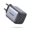 Ugreen 90573 Nexode 45W GaN Mini Cargador USB-C, Interior, AC, 20 V, 4,05 A, Negro, Gris