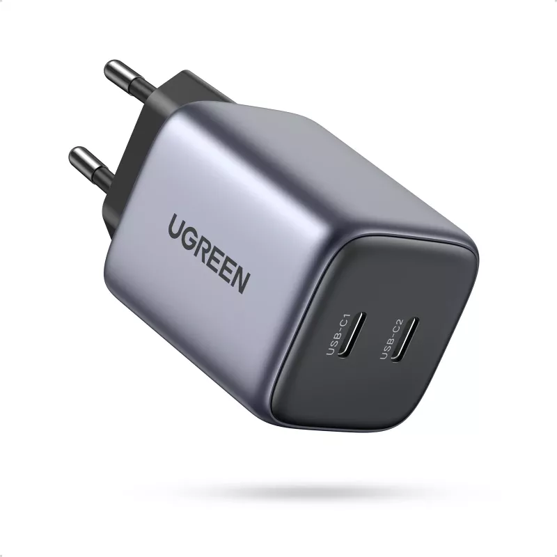Ugreen 90573 Nexode 45W GaN Mini Cargador USB-C, Interior, AC, 20 V, 4,05 A, Negro, Gris