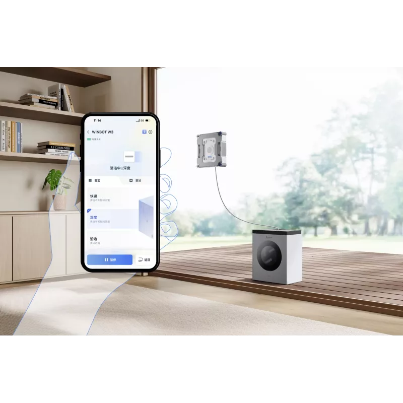 Robot limpiacristales Ecovacs WINBOT W3 OMNI, batería 4500 mAh, 270×270×76 mm, plata/blanco