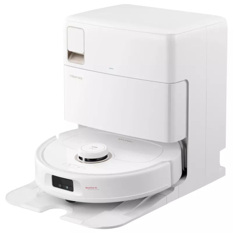 Roborock Qrevo MaxV (con RDS) robot aspirador blanco con estación de rellenado y secado automático