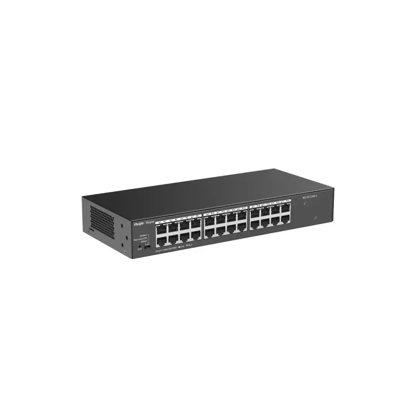 Switch de red L2 no gestionado RUIJIE RG-ES124G-L — 24x Gigabit (10/100/1000), 48 Gbit/s, 8000 MAC, montaje en rack