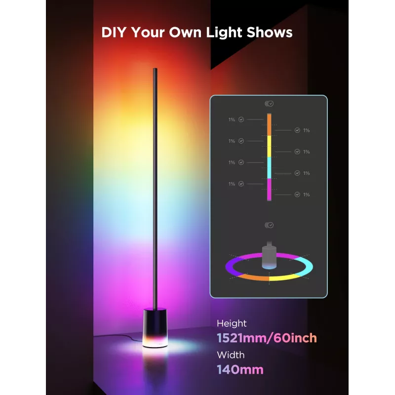 Govee Floor Lamp 2 lámpara de pie, compatible con Matter, negro