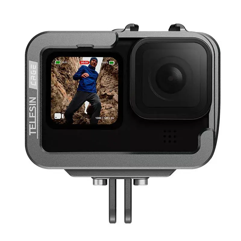 Carcasa de aluminio para cámara Telesin GP-FMS-G11-TZ para GoPro Hero 12/11/10/9 con adaptador vertical
