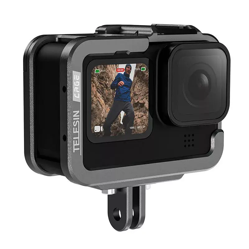 Carcasa de aluminio para cámara Telesin GP-FMS-G11-TZ para GoPro Hero 12/11/10/9 con adaptador vertical