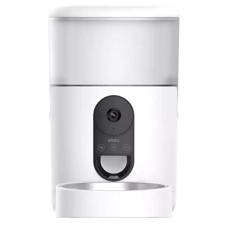 Comedero automático IMOU PF1 — tolva de acero inoxidable de 4 L, Wi‑Fi 4, batería/corriente continua, 1 cuenco