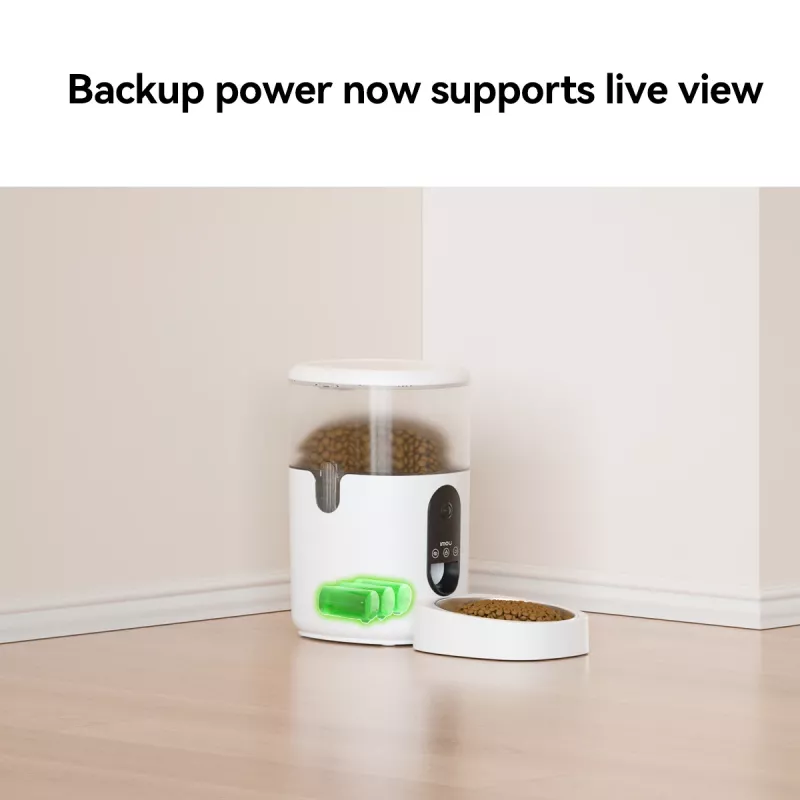 Comedero automático IMOU PF1 — tolva de acero inoxidable de 4 L, Wi‑Fi 4, batería/corriente continua, 1 cuenco