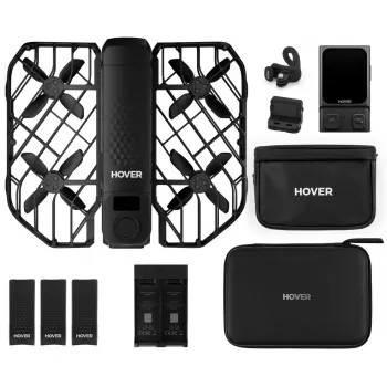 Mini dron HOVERAir X1 Pro — 4 rotores, cámara de 12 MP, vídeo 4K, alcance 1000 m, batería 1920 mAh, 32 GB internos, negro