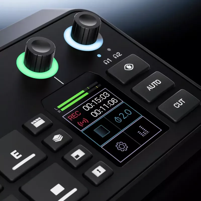 Consola de producción mult canal para podcast y livestream Rode RodeCaster Video S RCVS-E – pantalla táctil Wi‑Fi Bluetooth 5.3 5x USB-C 3x entrada HDMI 1x salida HDMI microSD