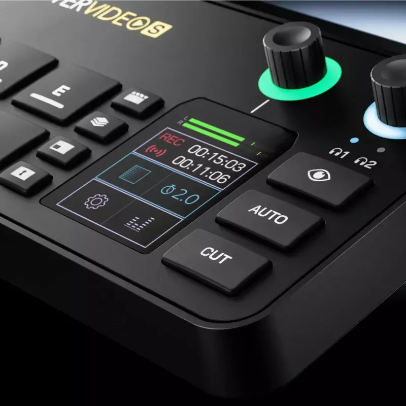 Consola de producción mult canal para podcast y livestream Rode RodeCaster Video S RCVS-E – pantalla táctil Wi‑Fi Bluetooth 5.3 5x USB-C 3x entrada HDMI 1x salida HDMI microSD
