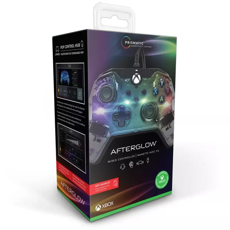 PDP Afterglow mando con cable, azul/transparente, USB, Xbox One, Series X/S