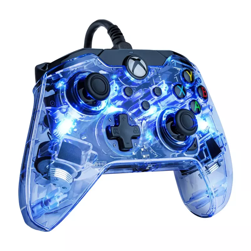 PDP Afterglow mando con cable, azul/transparente, USB, Xbox One, Series X/S