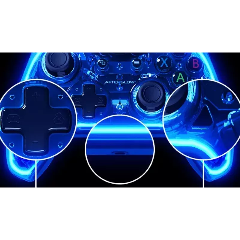 PDP Afterglow mando con cable, azul/transparente, USB, Xbox One, Series X/S