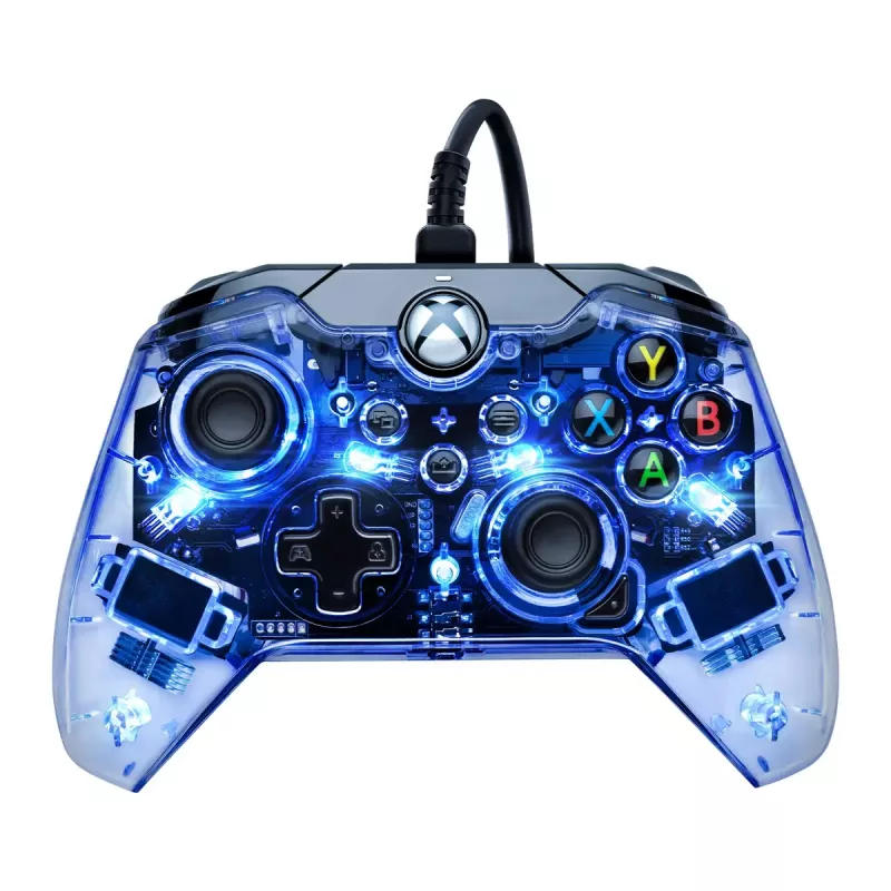 PDP Afterglow mando con cable, azul/transparente, USB, Xbox One, Series X/S