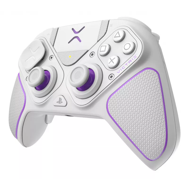 Mando VICTRIX 052-002-WH con cable e inalámbrico RF/USB, USB-C, 2000mAh, PC/PS4/PS5, violeta/blanco