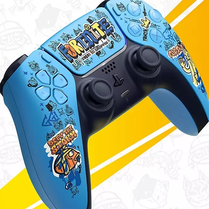Mando Sony DualSense Wireless para PlayStation 5 — modelo 9593973, azul, diseño Fortnite, Bluetooth/USB, a batería