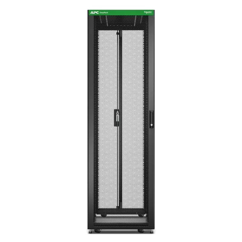APC Easy Rack, 42U, negro, con techo, ruedas, patas, 4 soportes y paneles laterales, sin fondo, 1991H x 600W x 800T mm