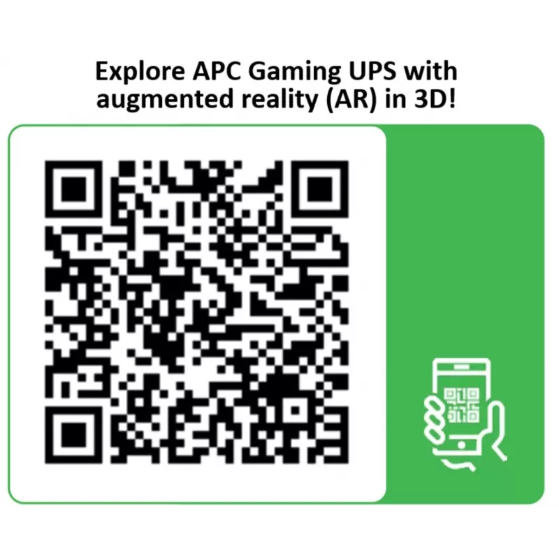 APC Back-UPS Pro for Gaming, 2200VA/1320W, torre, 230V, 2x UK y 2x IEC C13 salidas, luces RGB, onda sinusoidal pura, Midnight (negro)