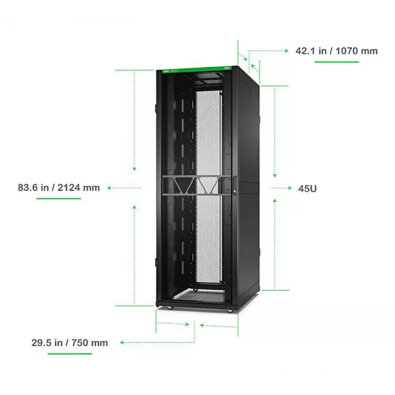APC NetShelter SX Server Rack Gen 2, 45U, 2124H x 750W x 1070D mm, con paneles laterales, negro