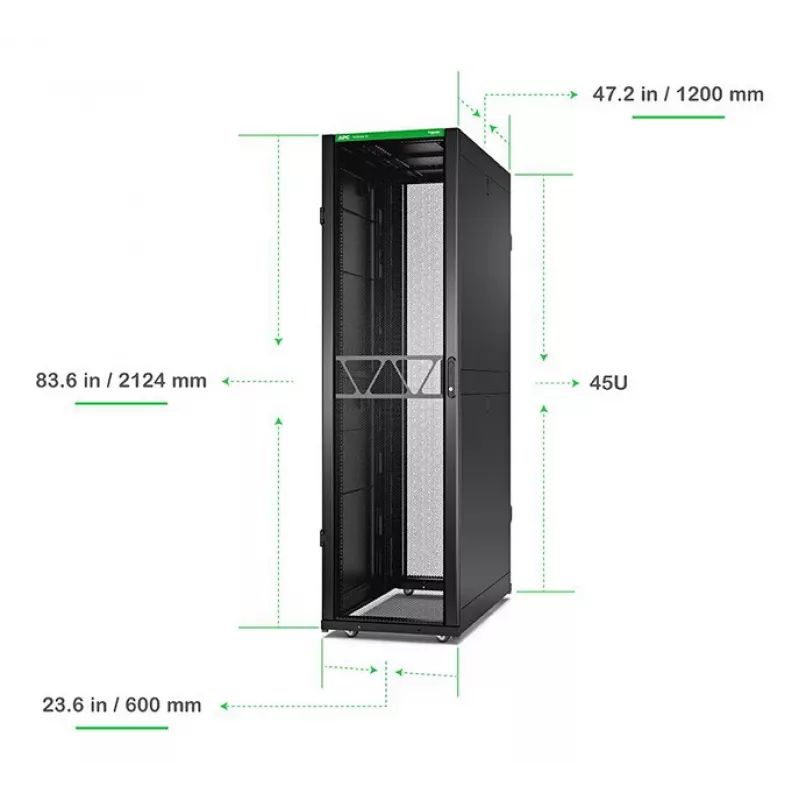 APC NetShelter SX Server Rack Gen 2, 45U, 2124H x 600W x 1200D mm, con paneles laterales, negro