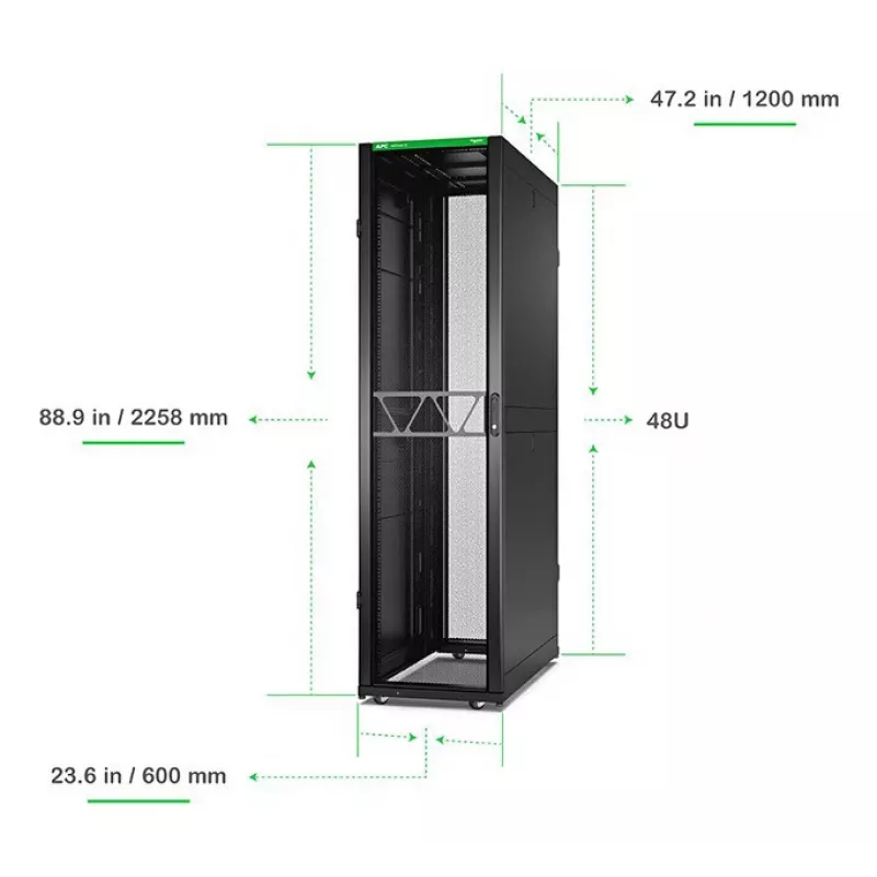 APC NetShelter SX Server Rack Gen 2, 48HE, 2258H x 600B x 1200T mm, con paneles laterales, negro