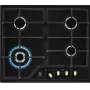 Placa de gas Electrolux EGS6436RK 4 fuegos negra, Wok 4000W, soportes de hierro fundido, mandos giratorios