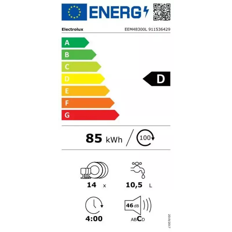 Lavavajillas integrable Electrolux SatelliteClean EEM48300L, 14 cubiertos, 46 dB