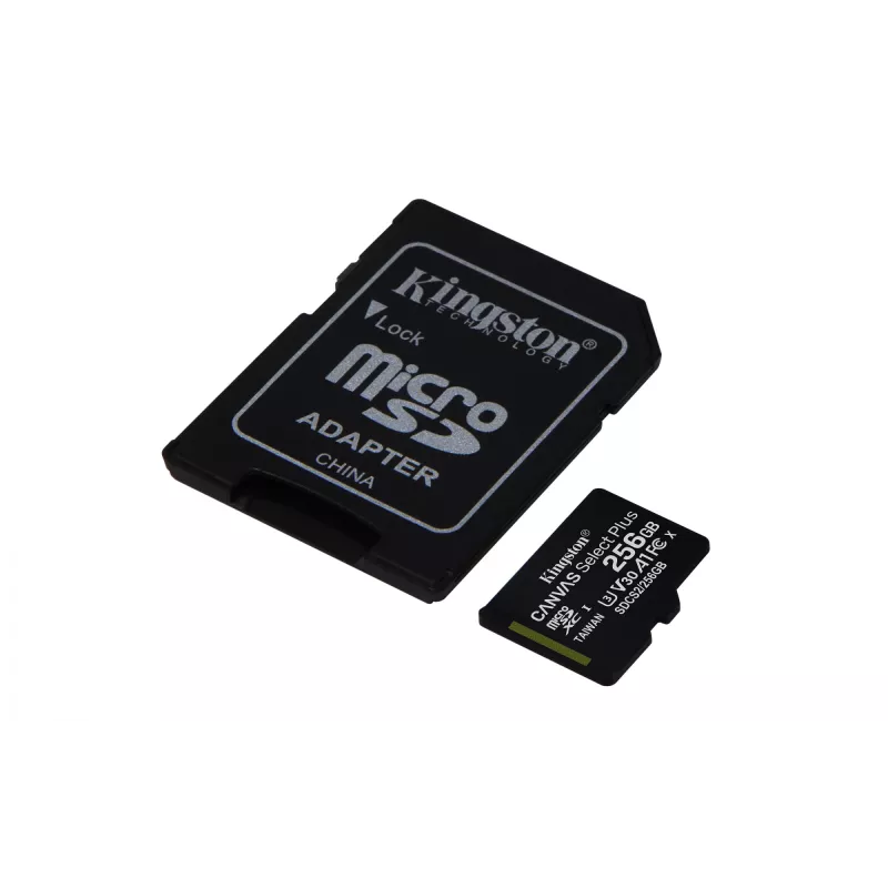 Kingston Technology Canvas Select 256GB micSDXC Plus 100R A1 C10 tarjeta + adaptador