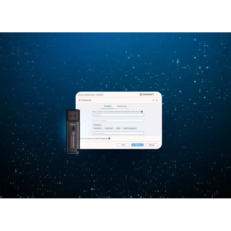 Memoria USB KINGSTON IronKey Locker Plus 50 G2 256 GB, USB Type-A, USB 3.2 Gen 1, AES-256, FIPS 197