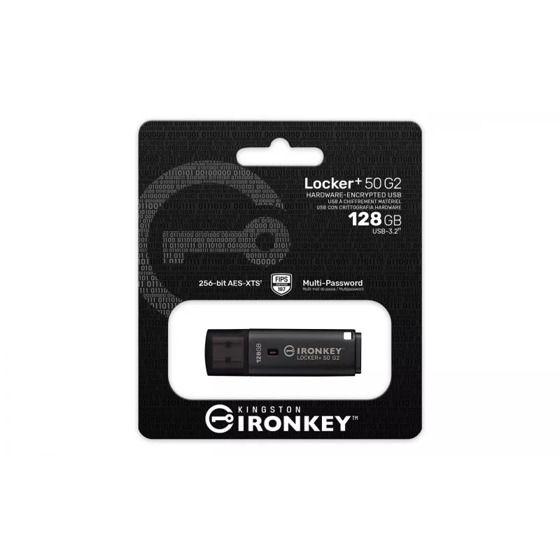 Memoria USB KINGSTON IronKey Locker Plus 50 G2 128GB, USB Type-A, USB 3.2 Gen 1, AES-256, FIPS 197