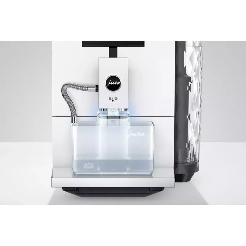 Cafetera espresso JURA ENA 8 (EC) — superautomática, depósito de agua de 1,1 l, depósito de café de 125 g, 15 programas, 15 bar, Thermoblock, Wi‑Fi, blanca