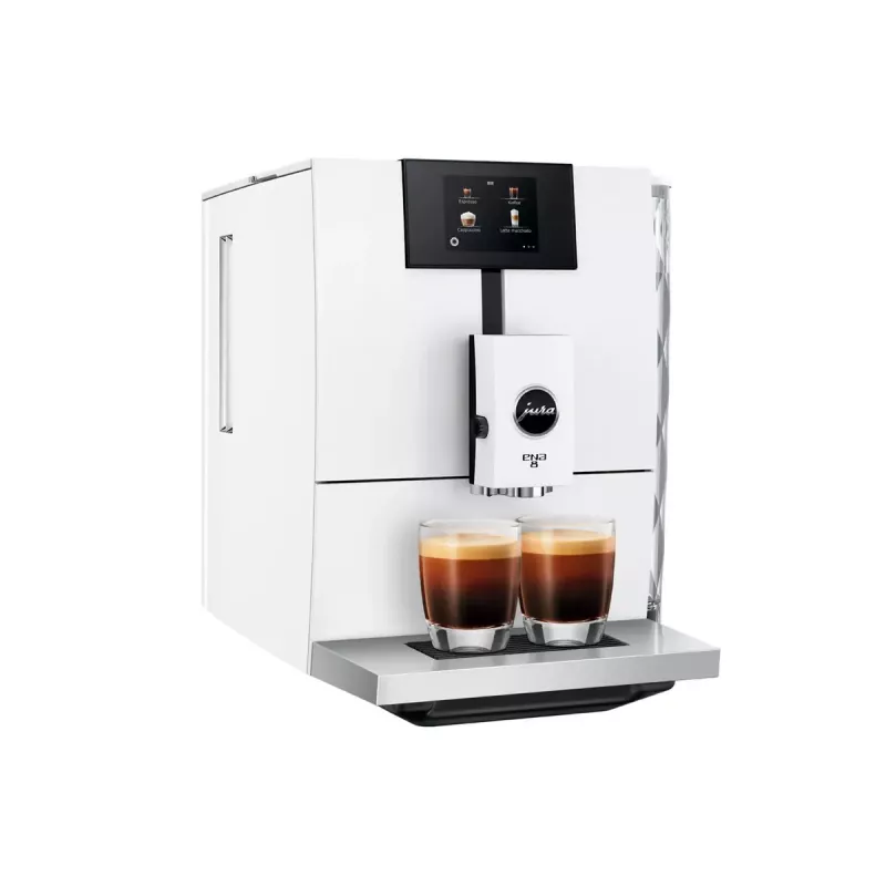 Cafetera espresso JURA ENA 8 (EC) — superautomática, depósito de agua de 1,1 l, depósito de café de 125 g, 15 programas, 15 bar, Thermoblock, Wi‑Fi, blanca