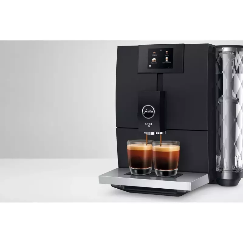 Cafetera espresso JURA ENA 8 (EC) — depósito de agua de 1,1 litros, 125 g de café, 15 bar, molinillo integrado, 10 tazas