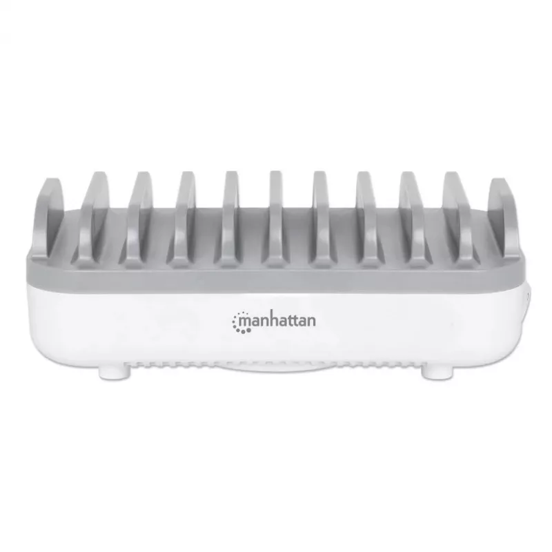 Manhattan Estación de carga USB-C de 10 puertos, salida USB-C: 10x 20 W, máx. 200 W, alimentación de red AC (incl. adaptador US/EU/UK)