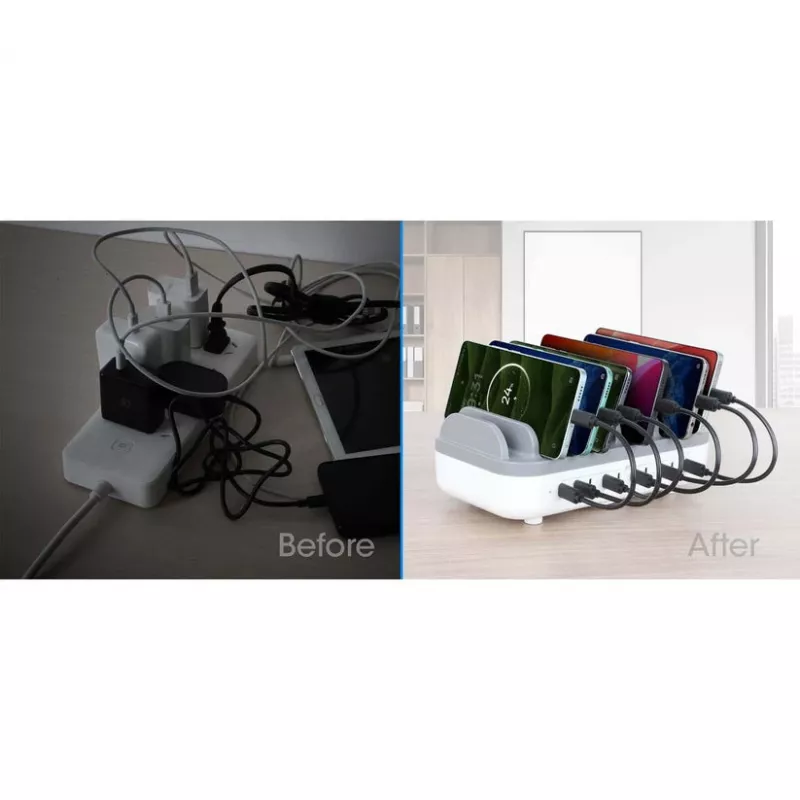 Manhattan Estación de carga USB-C de 10 puertos, salida USB-C: 10x 20 W, máx. 200 W, alimentación de red AC (incl. adaptador US/EU/UK)