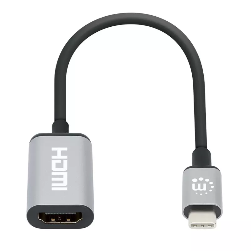 Manhattan Cable USB-C a HDMI, 4K@60Hz, 5 Gbit/s (USB 3.2 Gen1 alias USB 3.0), 15 cm, Negro, conector macho a conector hembra, tres años de garantía