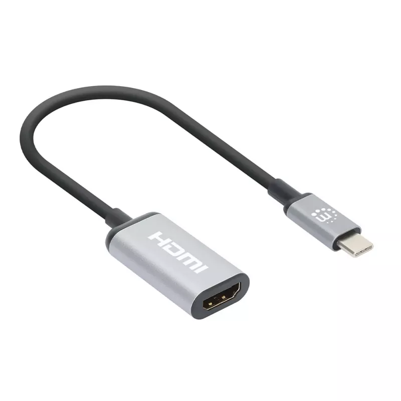 Manhattan Cable USB-C a HDMI, 4K@60Hz, 5 Gbit/s (USB 3.2 Gen1 alias USB 3.0), 15 cm, Negro, conector macho a conector hembra, tres años de garantía