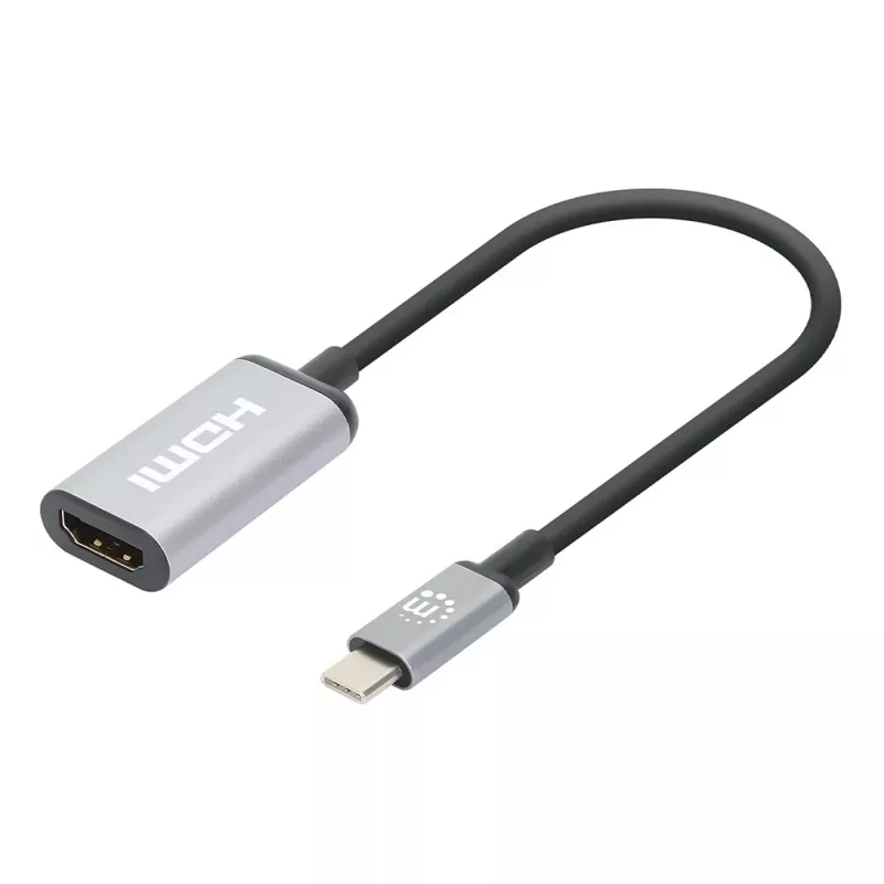 Manhattan Cable USB-C a HDMI, 4K@60Hz, 5 Gbit/s (USB 3.2 Gen1 alias USB 3.0), 15 cm, Negro, conector macho a conector hembra, tres años de garantía