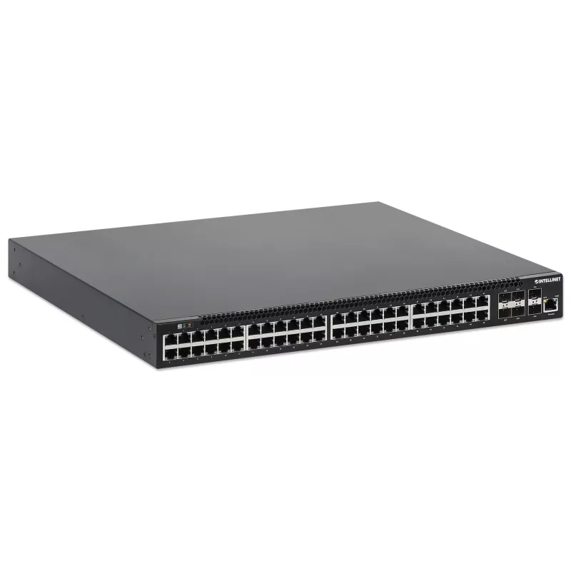 Intellinet Switch PoE+ L3 Fully Managed de 54 puertos con 48 puertos Gigabit Ethernet y 6 uplinks SFP+
