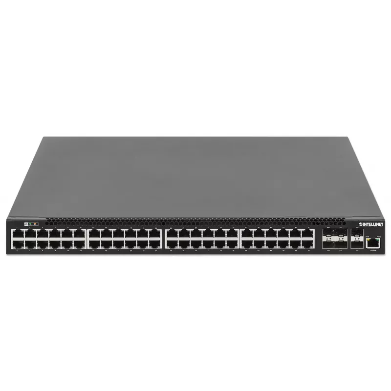 Intellinet Switch PoE+ L3 Fully Managed de 54 puertos con 48 puertos Gigabit Ethernet y 6 uplinks SFP+
