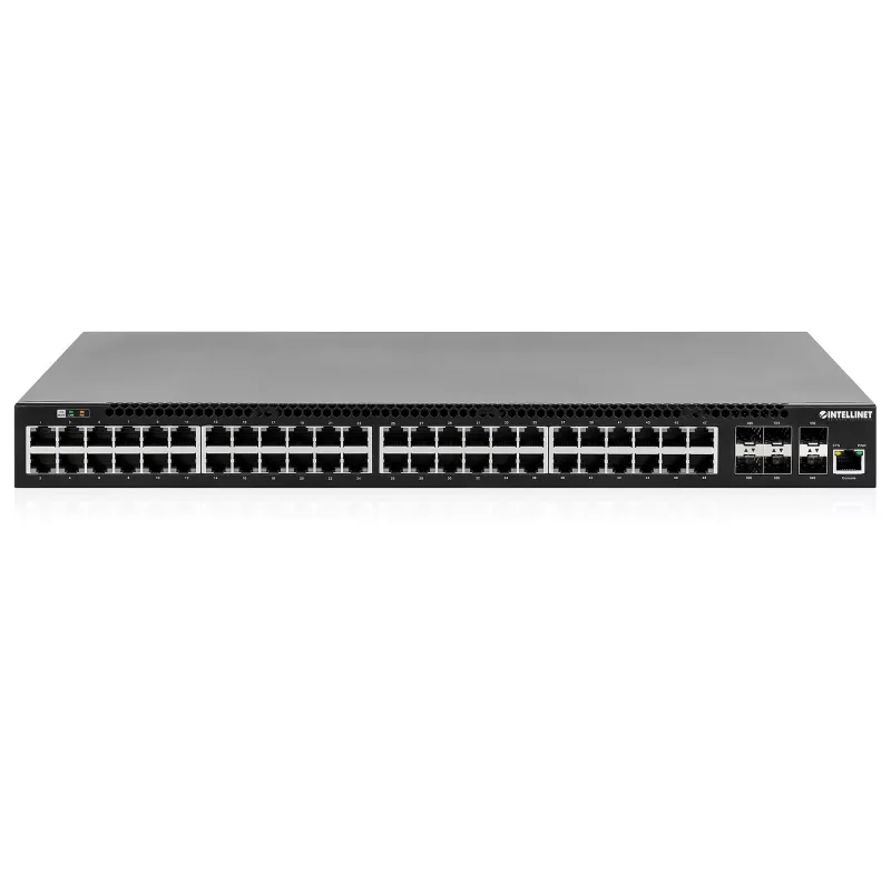 Intellinet Switch PoE+ L3 Fully Managed de 54 puertos con 48 puertos Gigabit Ethernet y 6 uplinks SFP+
